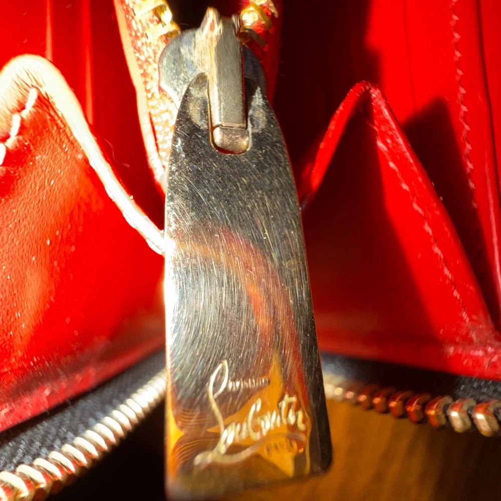 Christian Louboutin Red and Gold Zipper Wallet - Picture 12 of 14
